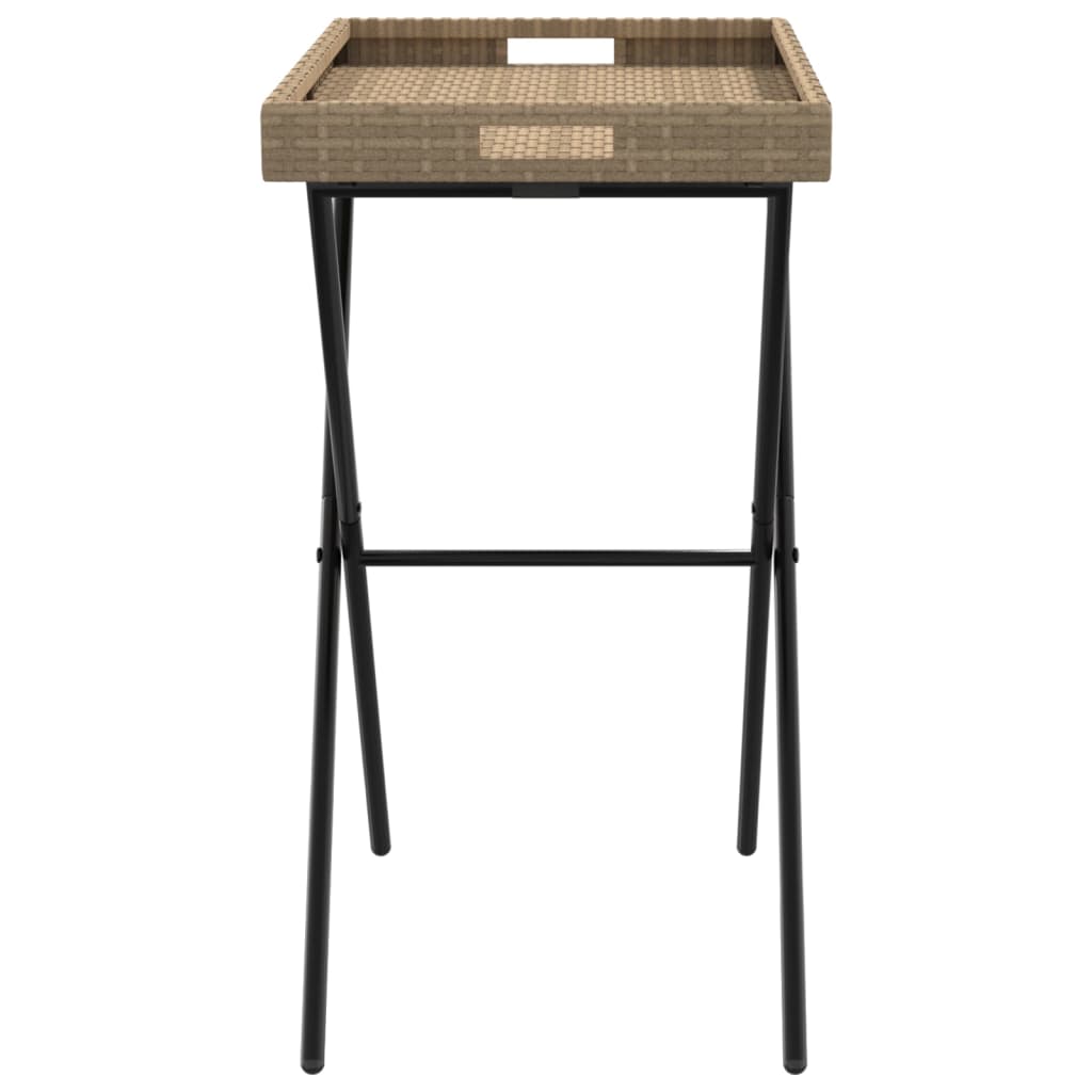 Mesa con bandeja plegable ratán sintético beige 65x40x75 cm