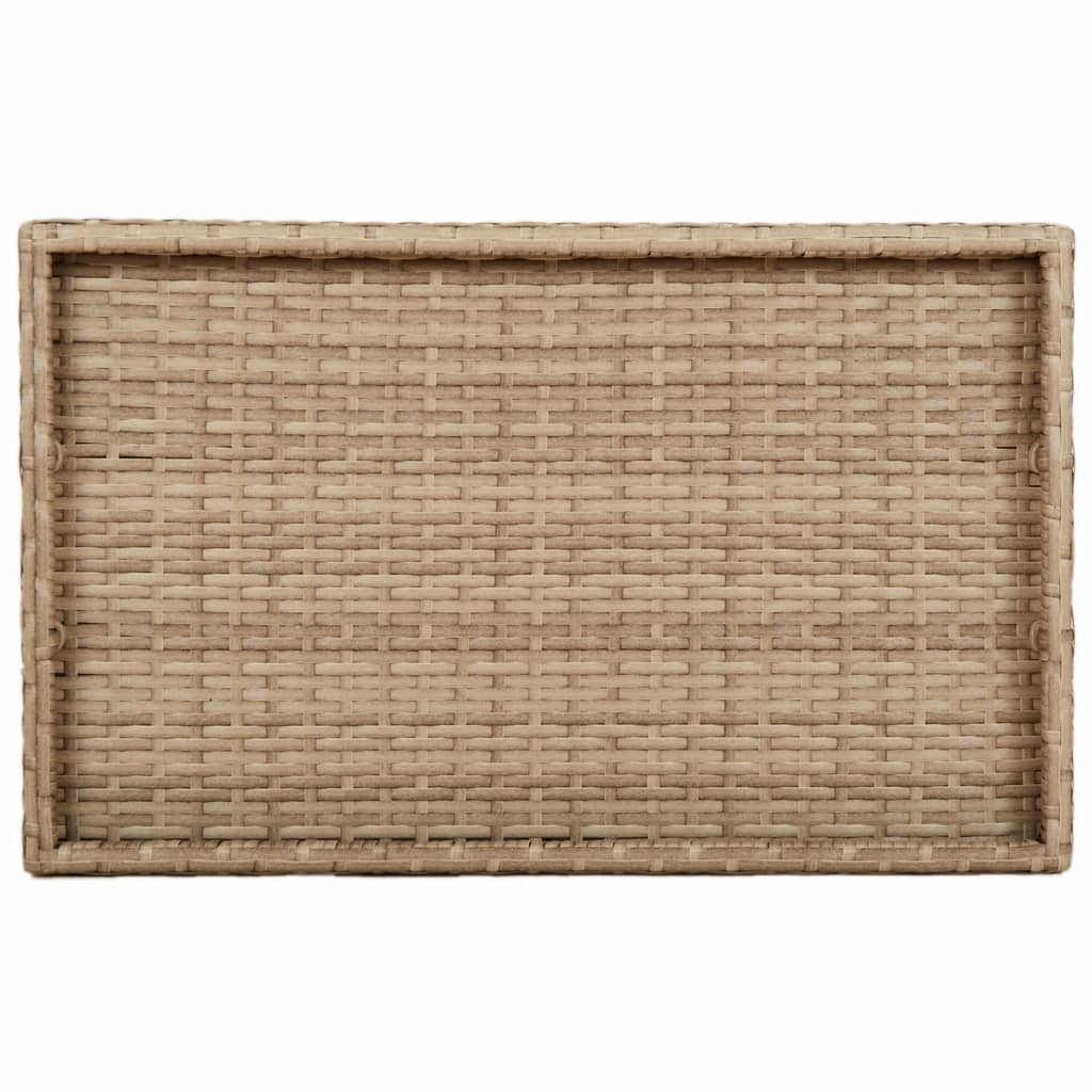 Mesa con bandeja plegable ratán sintético beige 65x40x75 cm