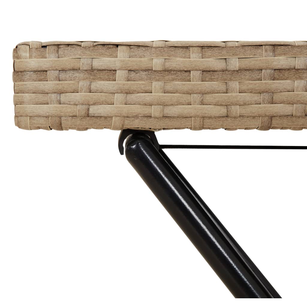 Mesa con bandeja plegable ratán sintético beige 65x40x75 cm