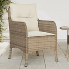 Sillón reclinable de jardín con reposapiés ratán PE beige