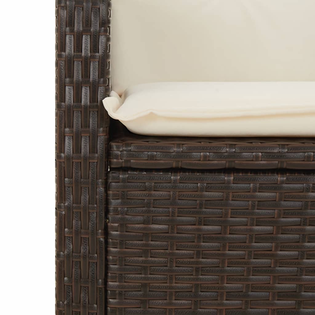 Sillón reclinable de jardín con cojines ratán sintético marrón