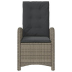 Sillón reclinable de jardín con cojines ratán sintético gris