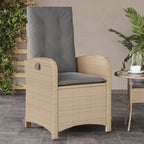 Sillón reclinable de jardín con cojines ratán PE beige mixto
