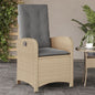 Reclining garden armchair with mixed beige PE rattan cushions