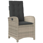 Sillón de jardín reclinable con cojines ratán PE gris claro