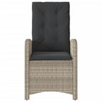 Sillón de jardín reclinable con cojines ratán PE gris claro