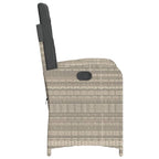 Sillón de jardín reclinable con cojines ratán PE gris claro
