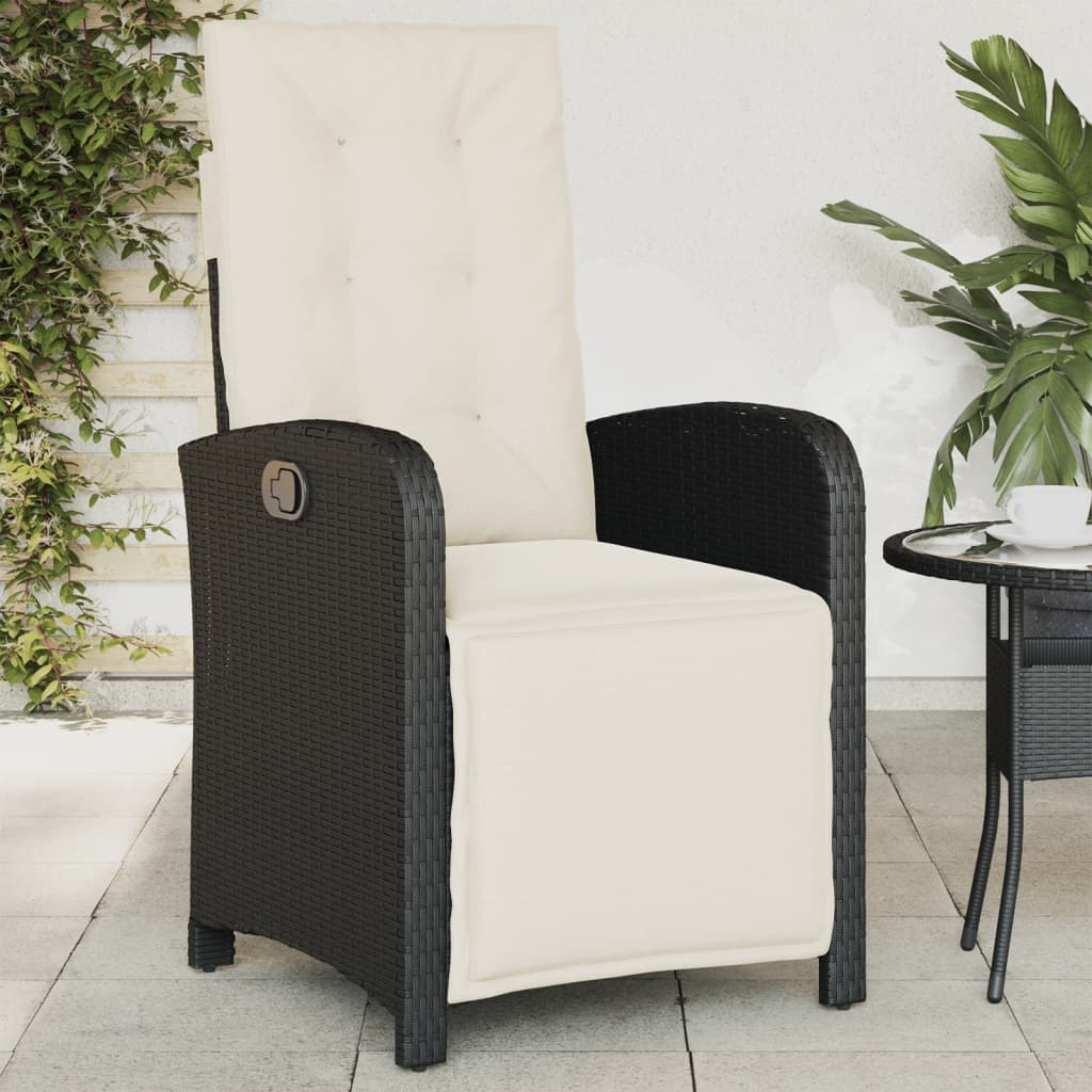 Sillón reclinable de jardín con reposapiés ratán PE beige