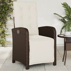 Sillón reclinable de jardín con reposapiés ratán PE beige