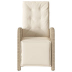 Sillón reclinable de jardín con reposapiés ratán PE beige
