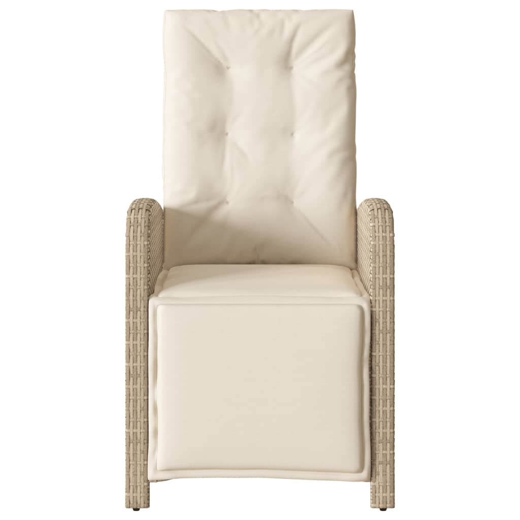 Sillón reclinable de jardín con reposapiés ratán PE beige