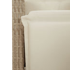 Sillón reclinable de jardín con reposapiés ratán PE beige