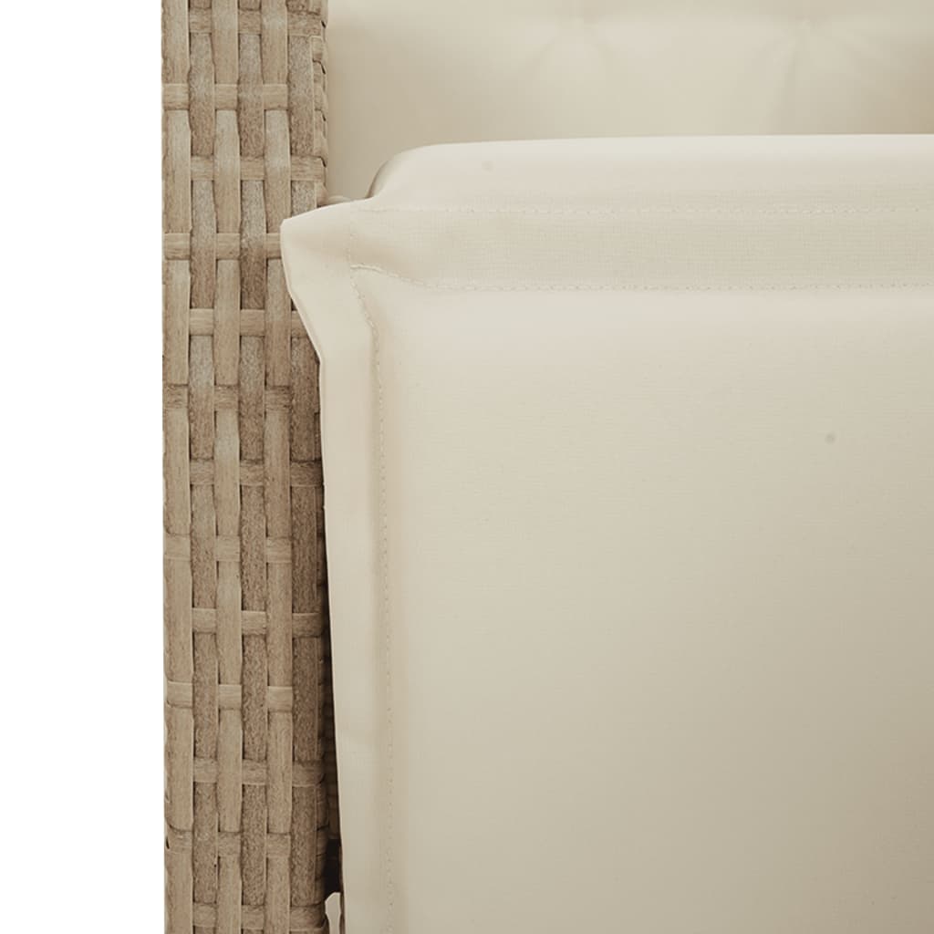 Sillón reclinable de jardín con reposapiés ratán PE beige