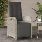 Sillón reclinable de jardín con reposapiés ratán PE beige