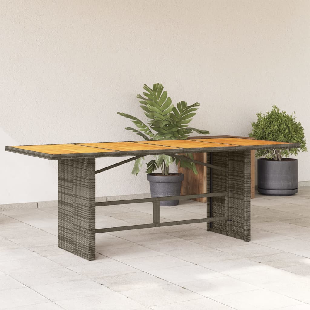 Mesa de jardín superficie de madera ratán PE beige 110x68x70 cm