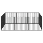 Corralito para perros con 12 paneles acero galvanizado negro