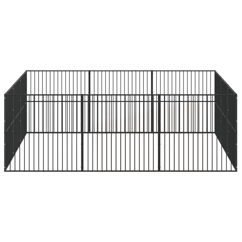 Corralito para perros con 12 paneles acero galvanizado negro