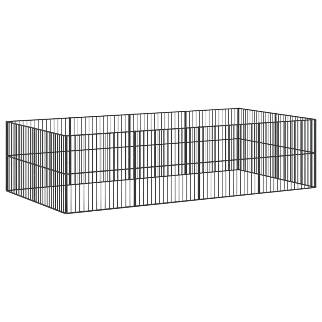 Corralito para perros con 12 paneles acero galvanizado negro