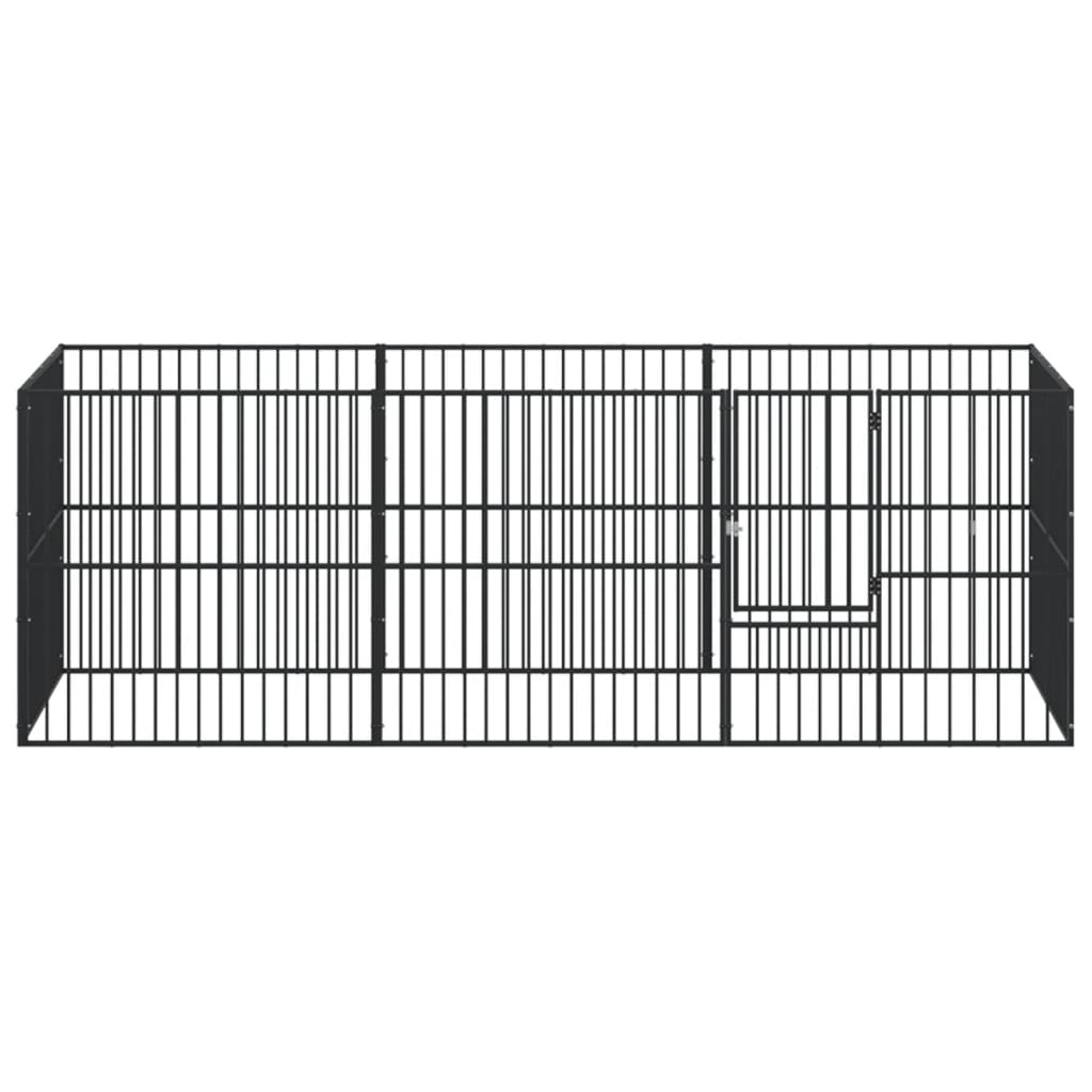Corralito para perros con 8 paneles acero galvanizado negro