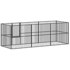 Corralito para perros con 8 paneles acero galvanizado negro