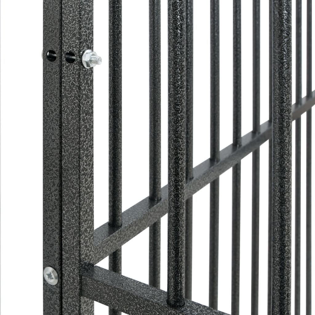 Corralito para perros con 8 paneles acero galvanizado negro