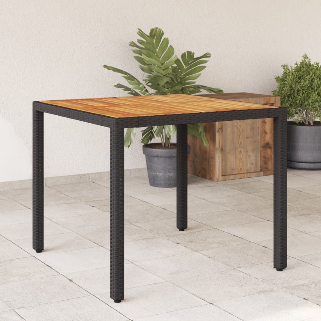 Mesa de jardín superficie madera acacia ratán gris 190x80x75cm