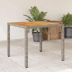 Mesa de jardín superficie madera acacia ratán gris 190x80x75cm