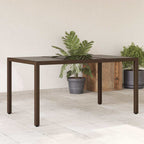 Mesa de jardín superficie de vidrio ratán PE beige 110x68x70 cm
