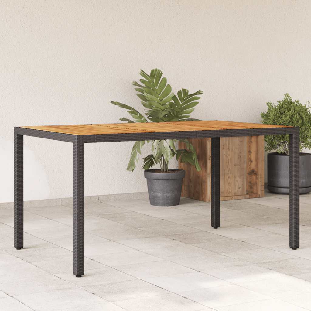 Mesa de jardín superficie madera acacia ratán gris 190x80x75cm