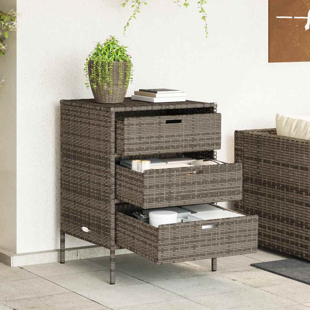 Armario de almacenaje de jardín ratán PE beige 105x55x113 cm