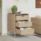 Armario de almacenaje de jardín ratán PE beige 105x55x113 cm