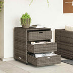 Armario de almacenaje de jardín ratán PE beige 105x55x113 cm