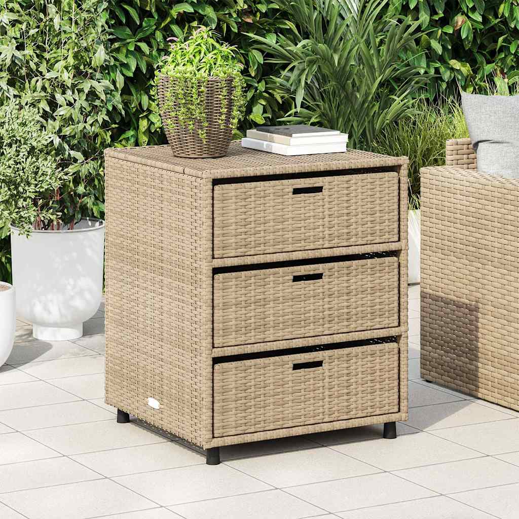 Armario de almacenaje de jardín ratán PE beige 105x55x113 cm