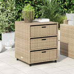 Armario de almacenaje de jardín ratán PE beige 105x55x113 cm