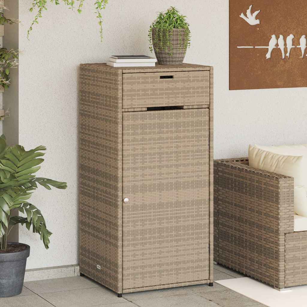 Armario de almacenaje de jardín ratán PE beige 105x55x113 cm