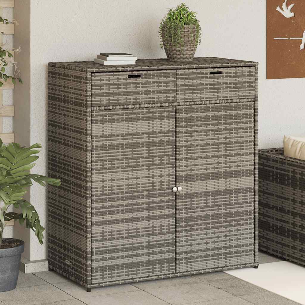 Armario de almacenaje de jardín ratán PE beige 105x55x113 cm