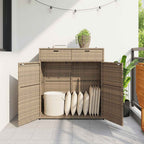 Armario de almacenaje de jardín ratán PE beige 105x55x113 cm