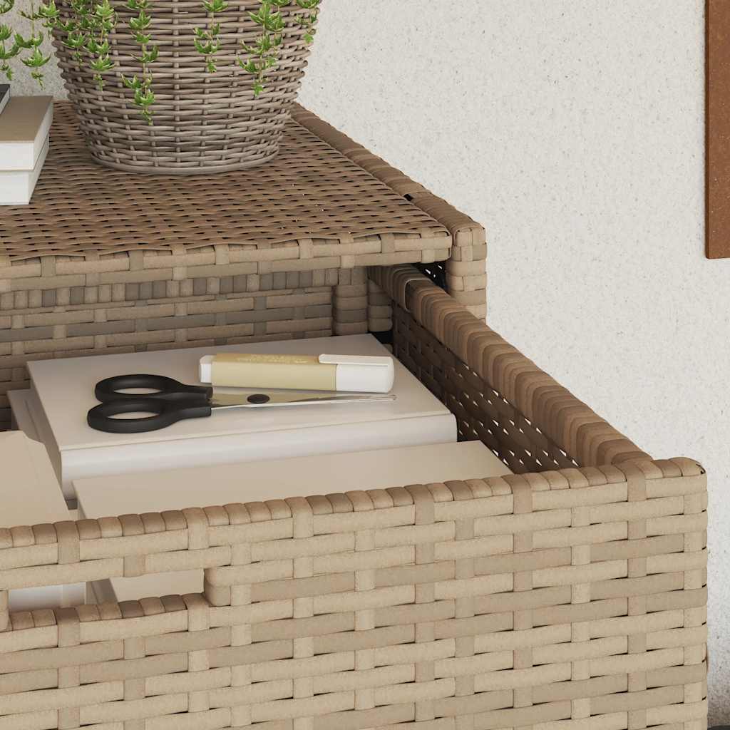 Armario de almacenaje de jardín ratán PE beige 105x55x113 cm