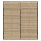 Armario de almacenaje de jardín ratán PE beige 105x55x113 cm