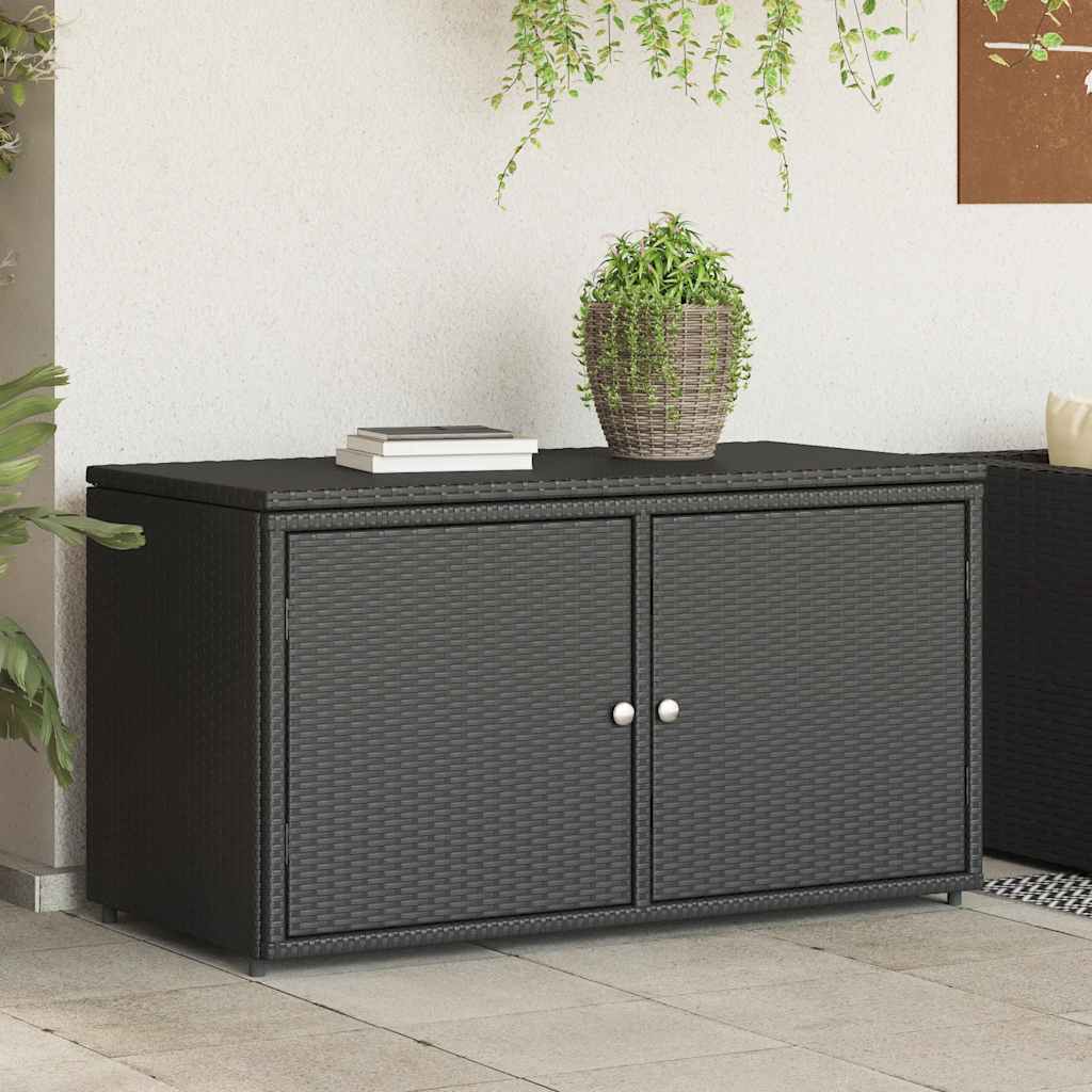 Armario de almacenaje de jardín ratán PE beige 105x55x113 cm