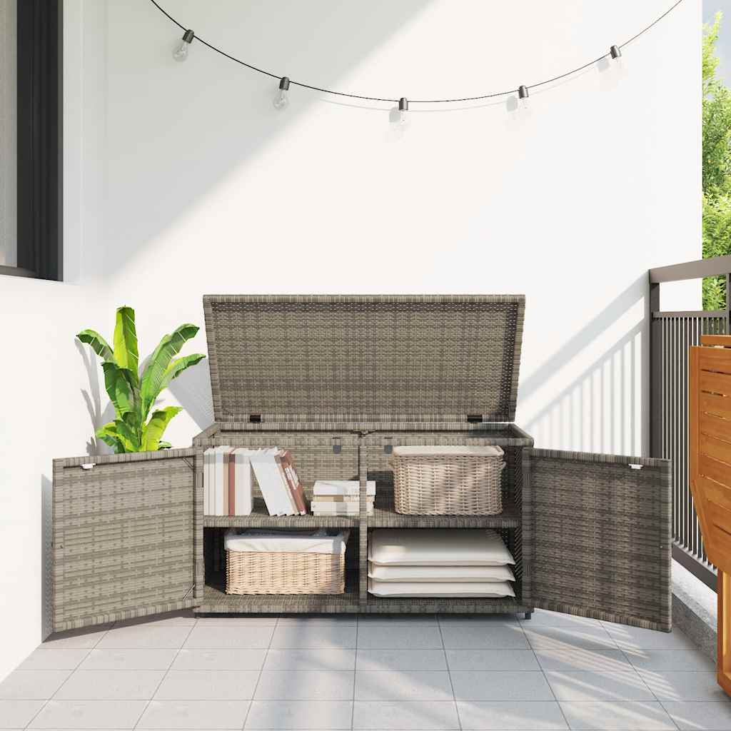 Armario de almacenaje de jardín ratán PE beige 105x55x113 cm