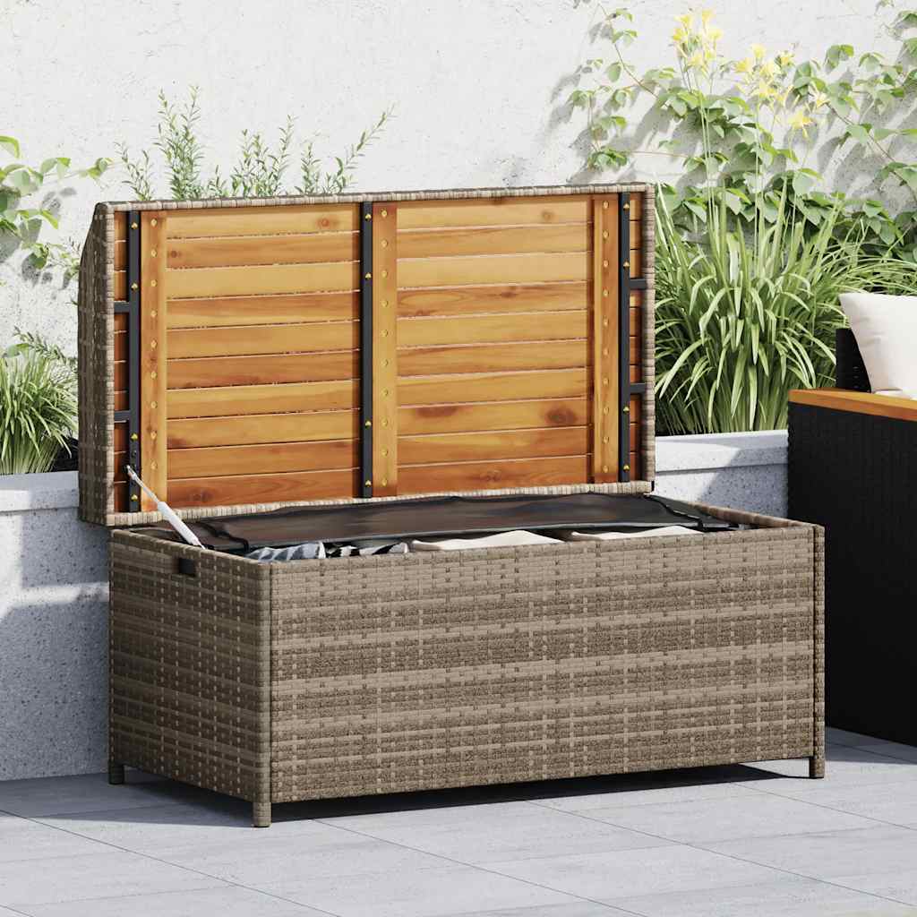 Banco con almacenaje acacia ratán PE beige mezcla 100x50x52 cm