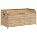 Banco con almacenaje acacia ratán PE beige mezcla 100x50x52 cm