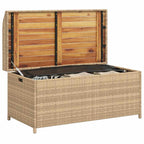 Banco con almacenaje acacia ratán PE beige mezcla 100x50x52 cm