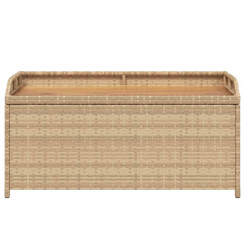 Banco con almacenaje acacia ratán PE beige mezcla 100x50x52 cm