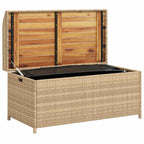 Banco con almacenaje acacia ratán PE beige mezcla 100x50x52 cm