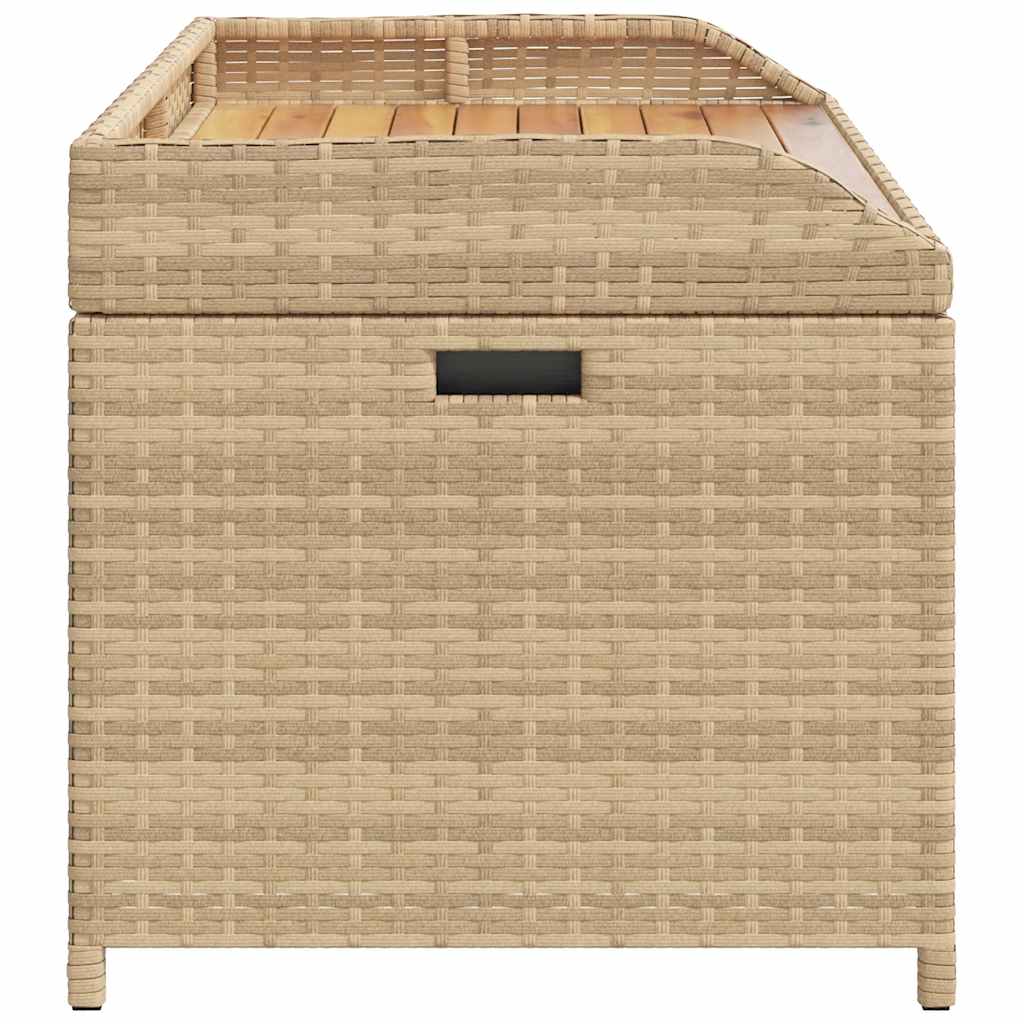 Banco con almacenaje acacia ratán PE beige mezcla 100x50x52 cm