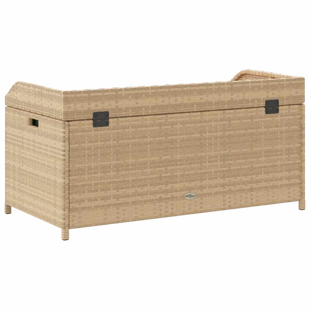 Banco con almacenaje acacia ratán PE beige mezcla 100x50x52 cm