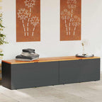 Baúl de jardín con ruedas ratán sintético beige 110x55x73 cm