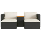 Set sofás jardín y cojines 5 pzas ratán sintético acacia negro